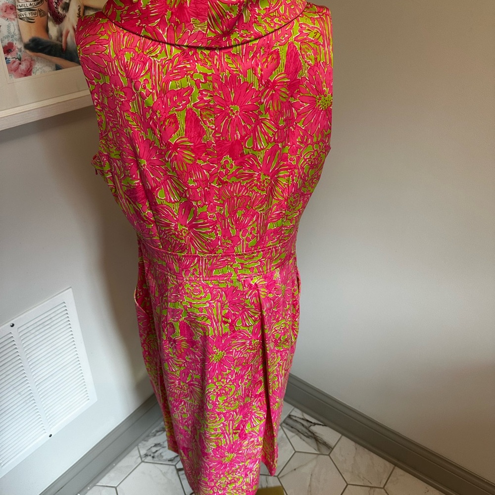Lilly Pulitzer Pink & Lime Floral Midi Sheath Dress - Picture 4 of 4